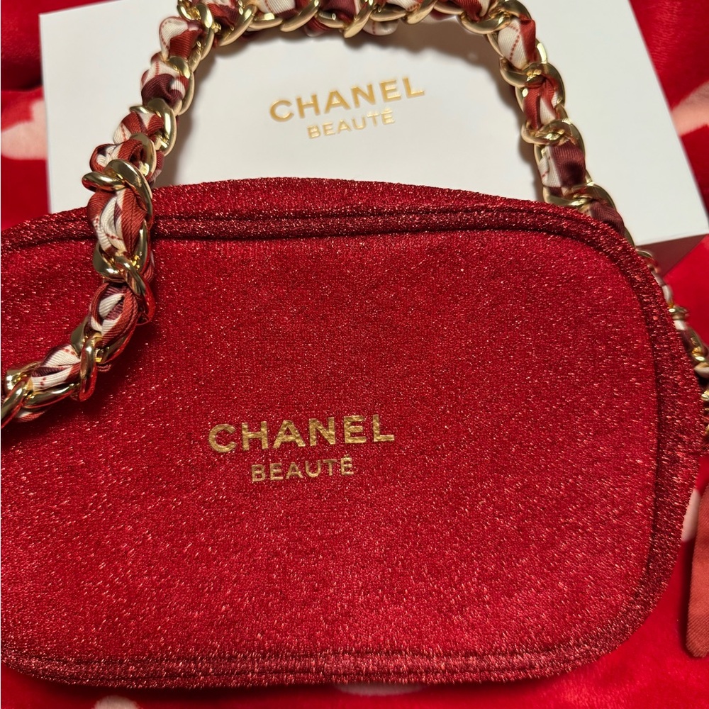 Chanel Red Bag W/Scarfed Strap New W/Box - Picture 4 of 8